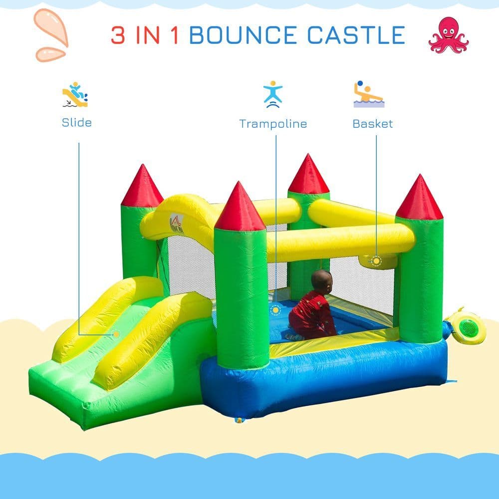 image-Bouncy Castle with Slide Inflatable Bouncer Kids Jumper Bounce Castle HOMCOM