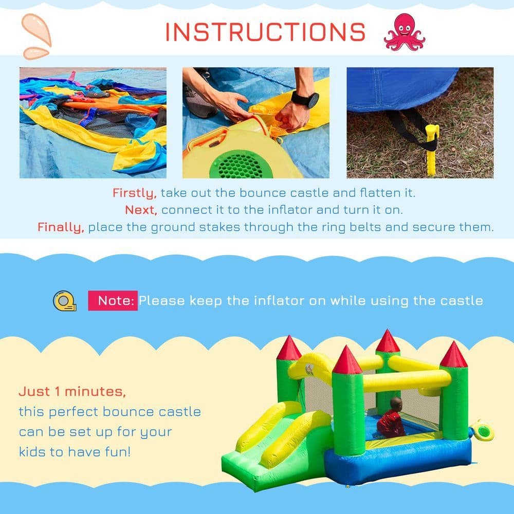 image-Bouncy Castle with Slide Inflatable Bouncer Kids Jumper Bounce Castle HOMCOM