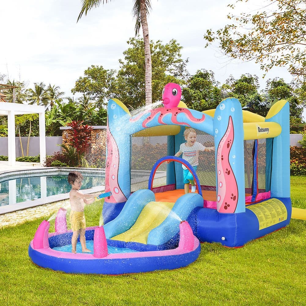 image-Bouncy Castle Slide Water Pool Trampoline, Blower 3.6 x 1.75 x 1.8m