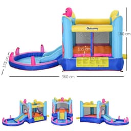 image-Bouncy Castle Slide Water Pool Trampoline, Blower 3.6 x 1.75 x 1.8m