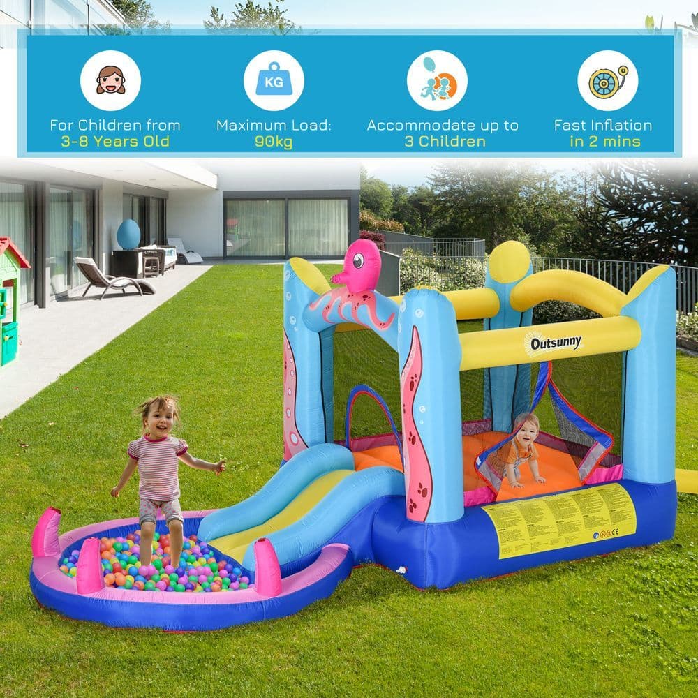 image-Bouncy Castle Slide Water Pool Trampoline, Blower 3.6 x 1.75 x 1.8m
