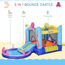 image-Bouncy Castle Slide Water Pool Trampoline, Blower 3.6 x 1.75 x 1.8m