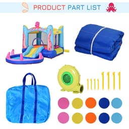 image-Bouncy Castle Slide Water Pool Trampoline, Blower 3.6 x 1.75 x 1.8m