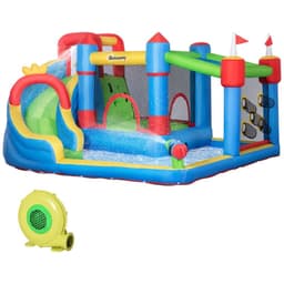 image-Kids Inflatable Bouncy Castle 6 in 1 Water Slide Water Gun Air Blower