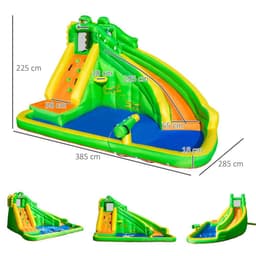 image-Kids Bouncy Castle with Slide Pool Basket Gun Climbing Wall W/ Blower