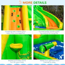 image-Kids Bouncy Castle with Slide Pool Basket Gun Climbing Wall W/ Blower