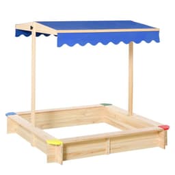 image-Kids Wooden Cabana Sandbox Children Outdoor Playset w/ Bench Canopy