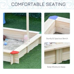 image-Kids Wooden Cabana Sandbox Children Outdoor Playset w/ Bench Canopy