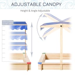 image-Kids Wooden Cabana Sandbox Children Outdoor Playset w/ Bench Canopy