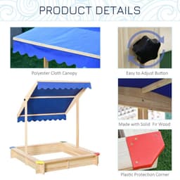 image-Kids Wooden Cabana Sandbox Children Outdoor Playset w/ Bench Canopy