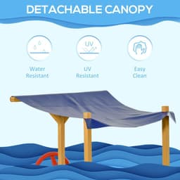 image-Kids Wooden Sand Pit Sandbox Pirate Sandboat Outdoor w/ Canopy Shade