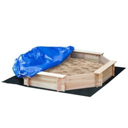 image-Kids Wooden Sand Pit Children Sandbox with Cover Outdoor Playset Outsunny