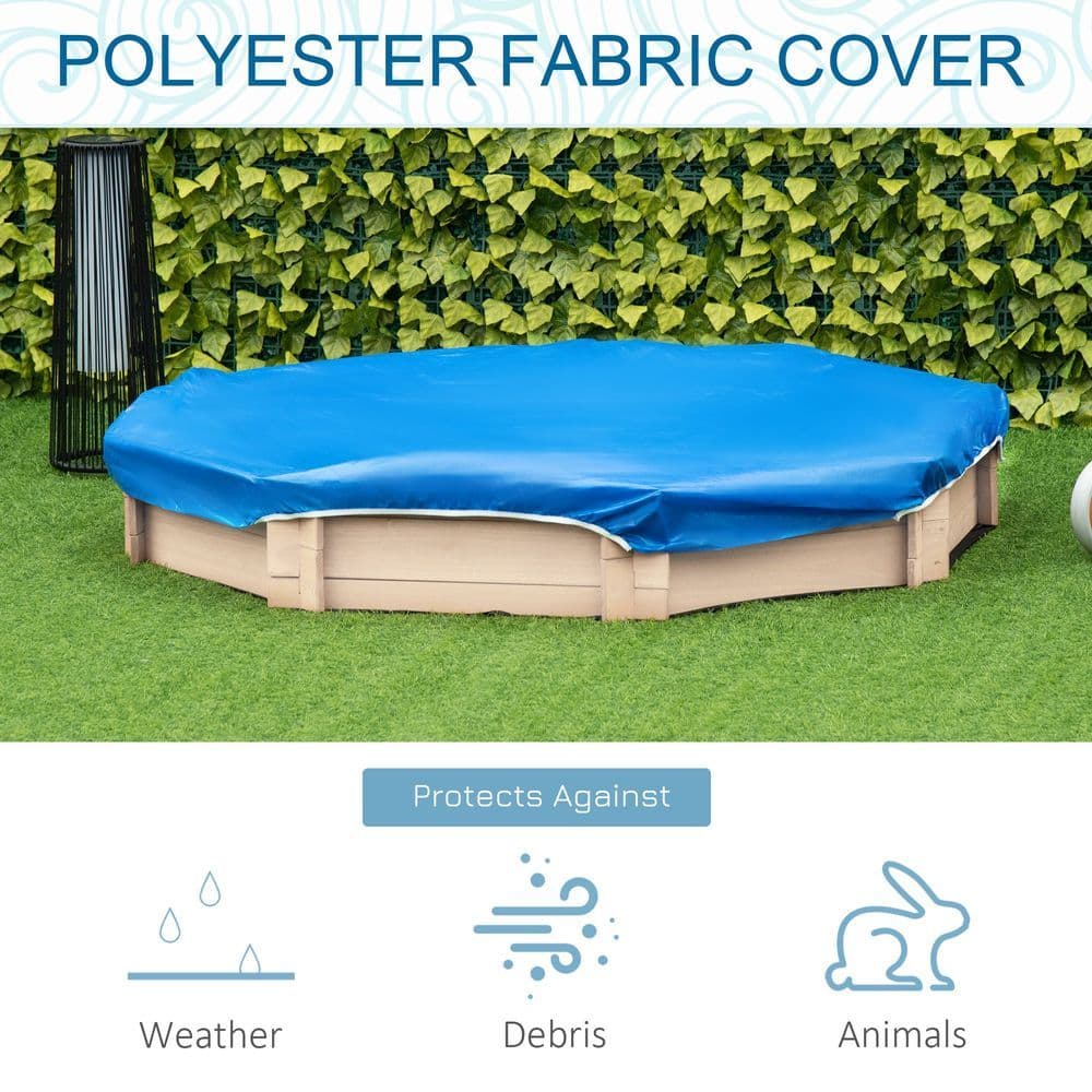 image-Kids Wooden Sand Pit Children Sandbox with Cover Outdoor Playset Outsunny