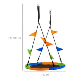 image-Saucer Tree Swing Metal Tube Adjustable Rope Garden Blue Green Orange