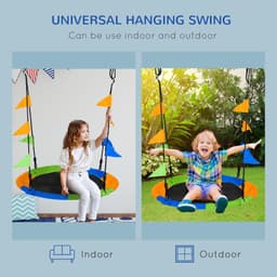 image-Saucer Tree Swing Metal Tube Adjustable Rope Garden Blue Green Orange