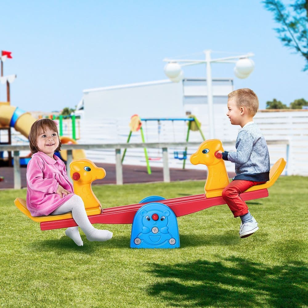 image-Kids Seesaw Safe Teeter Totter 2 Seats with Easy-Grip Handles