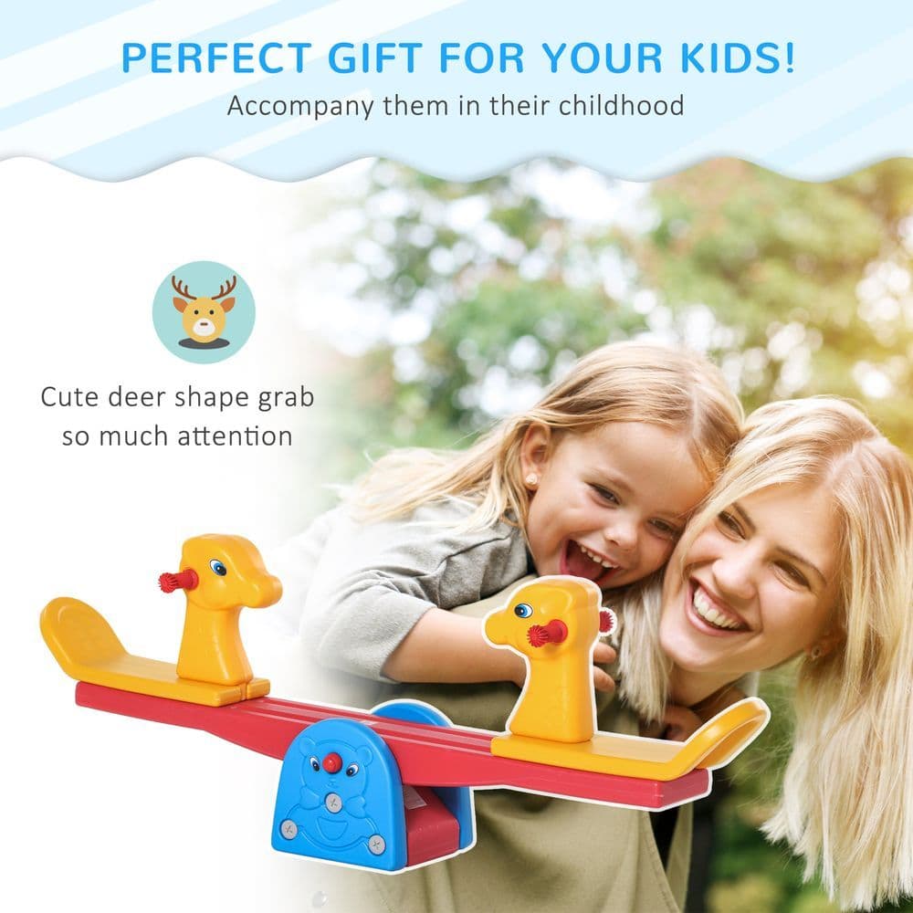 image-Kids Seesaw Safe Teeter Totter 2 Seats with Easy-Grip Handles