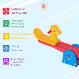 image-Kids Seesaw Safe Teeter Totter 2 Seats with Easy-Grip Handles