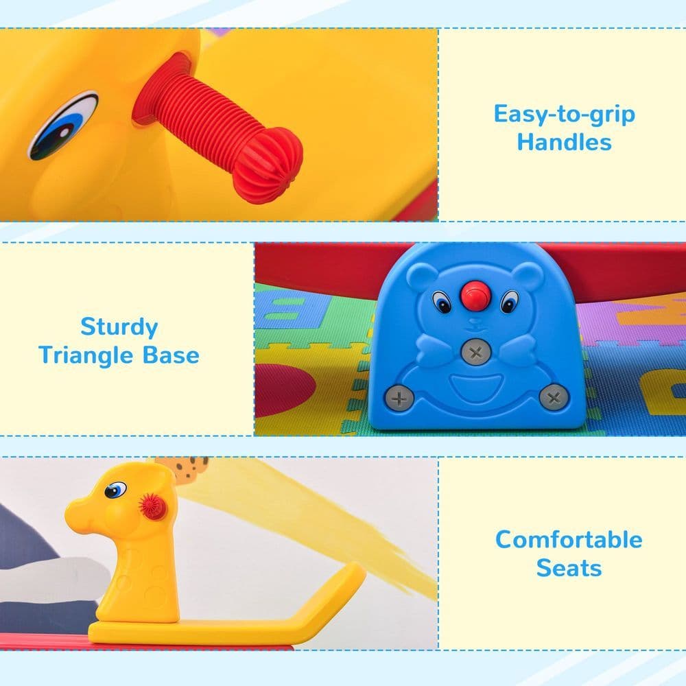 image-Kids Seesaw Safe Teeter Totter 2 Seats with Easy-Grip Handles