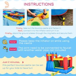 image-Kids Bouncy Castle w/ Slide Water Pool Climbing Wall & Trampoline
