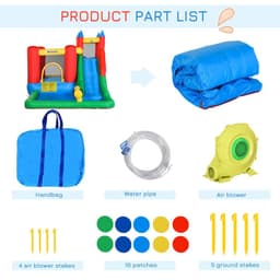 image-Kids Bouncy Castle w/ Slide Water Pool Climbing Wall & Trampoline