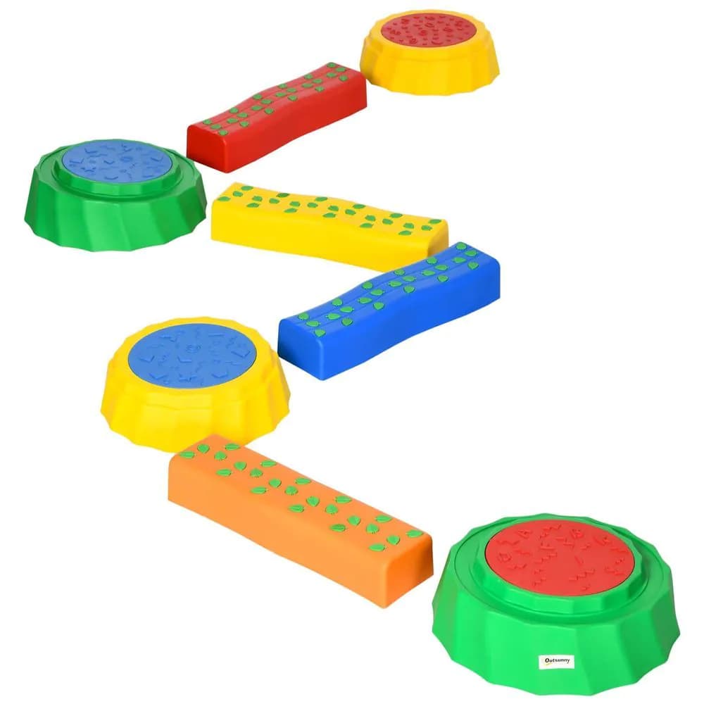 image-Eight-Piece Kids Stepping Stones Non-Slip Surface & Bottom, for Kids Outsunny