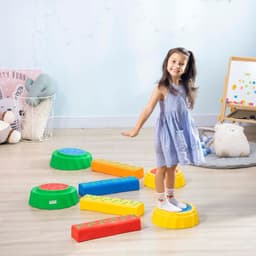 image-Eight-Piece Kids Stepping Stones Non-Slip Surface & Bottom, for Kids Outsunny