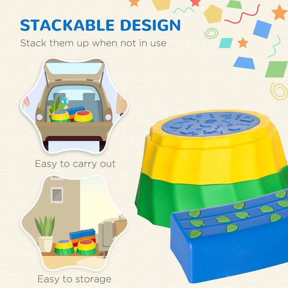image-Eight-Piece Kids Stepping Stones Non-Slip Surface & Bottom, for Kids Outsunny