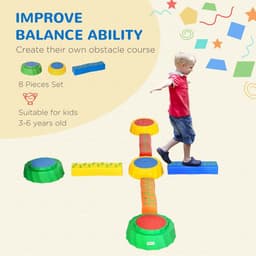 image-Eight-Piece Kids Stepping Stones Non-Slip Surface & Bottom, for Kids Outsunny
