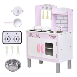 image-Kids Kitchen Play Set Sounds Utensils Pans Storage Child Role Play