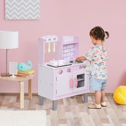 image-Kids Kitchen Play Set Sounds Utensils Pans Storage Child Role Play