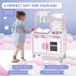 image-Kids Kitchen Play Set Sounds Utensils Pans Storage Child Role Play