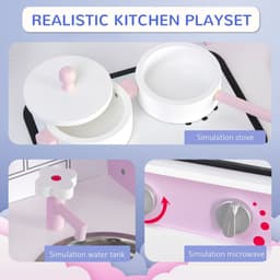 image-Kids Kitchen Play Set Sounds Utensils Pans Storage Child Role Play