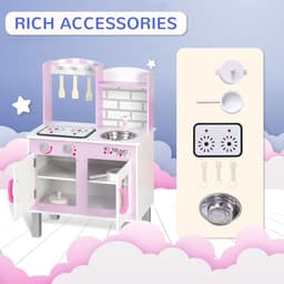 image-Kids Kitchen Play Set Sounds Utensils Pans Storage Child Role Play