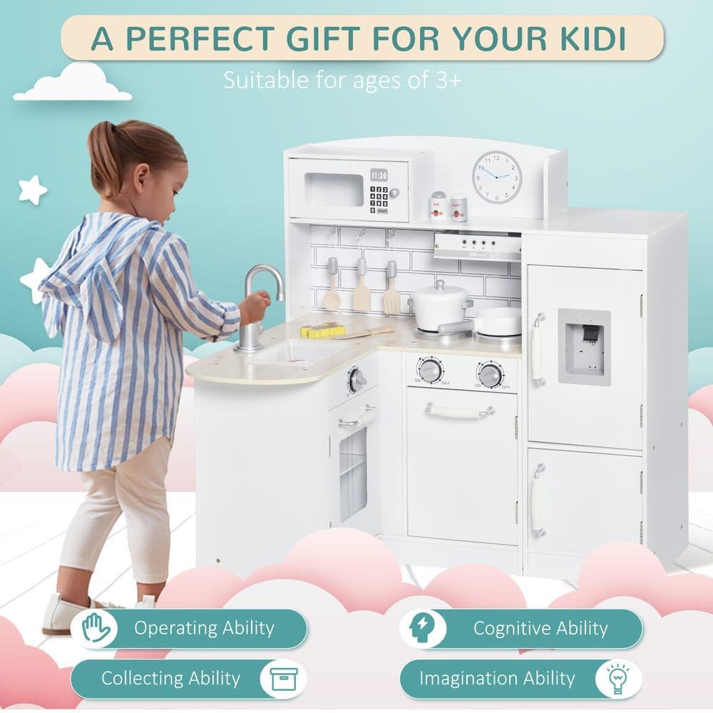 image-Kids Kitchen Play Kitchen Toy Set for Children Drinking Fountain White