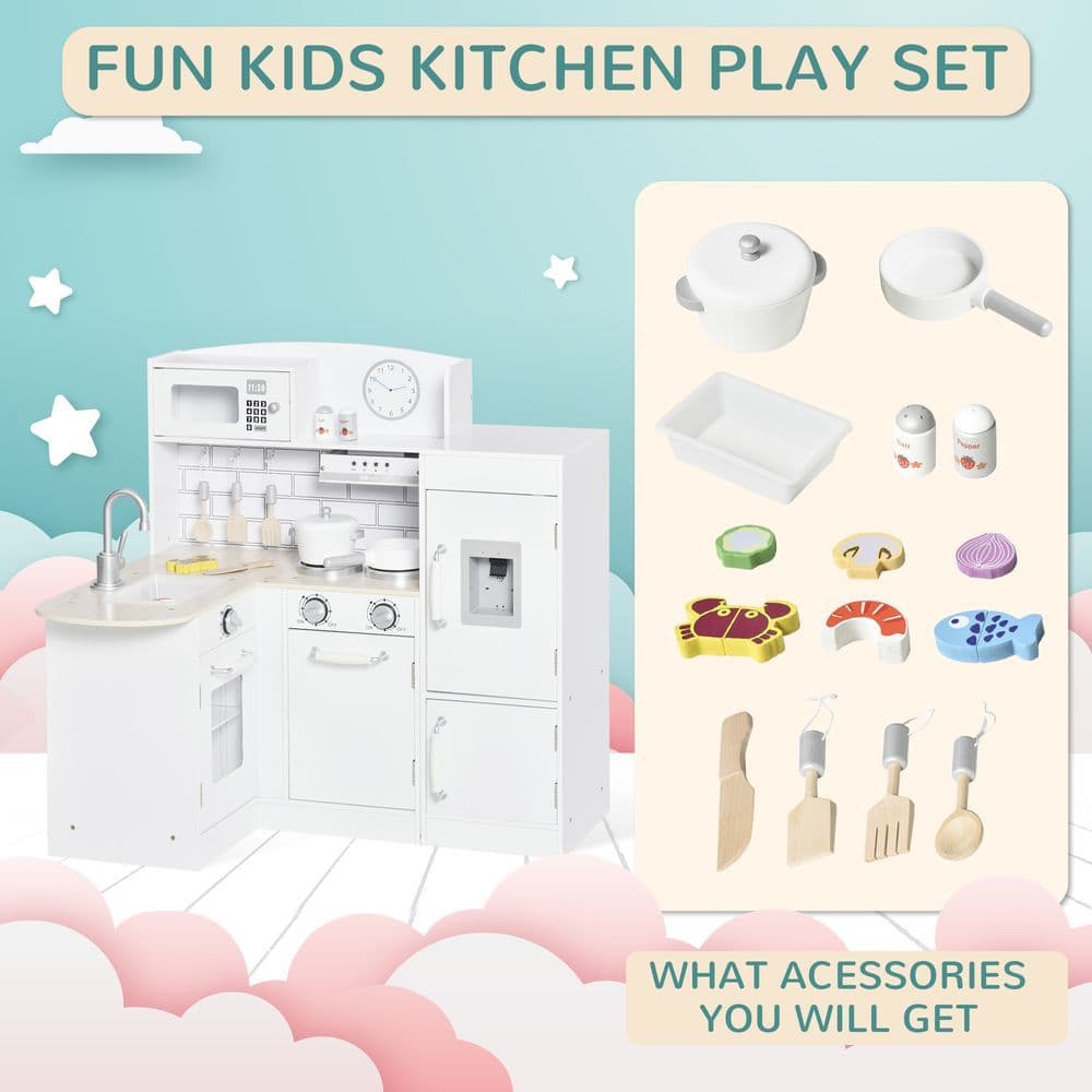image-Kids Kitchen Play Kitchen Toy Set for Children Drinking Fountain White
