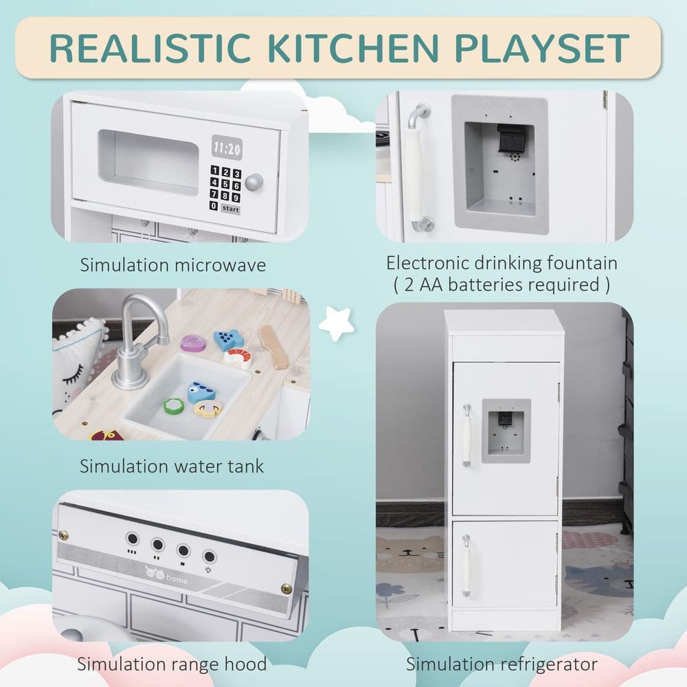 image-Kids Kitchen Play Kitchen Toy Set for Children Drinking Fountain White