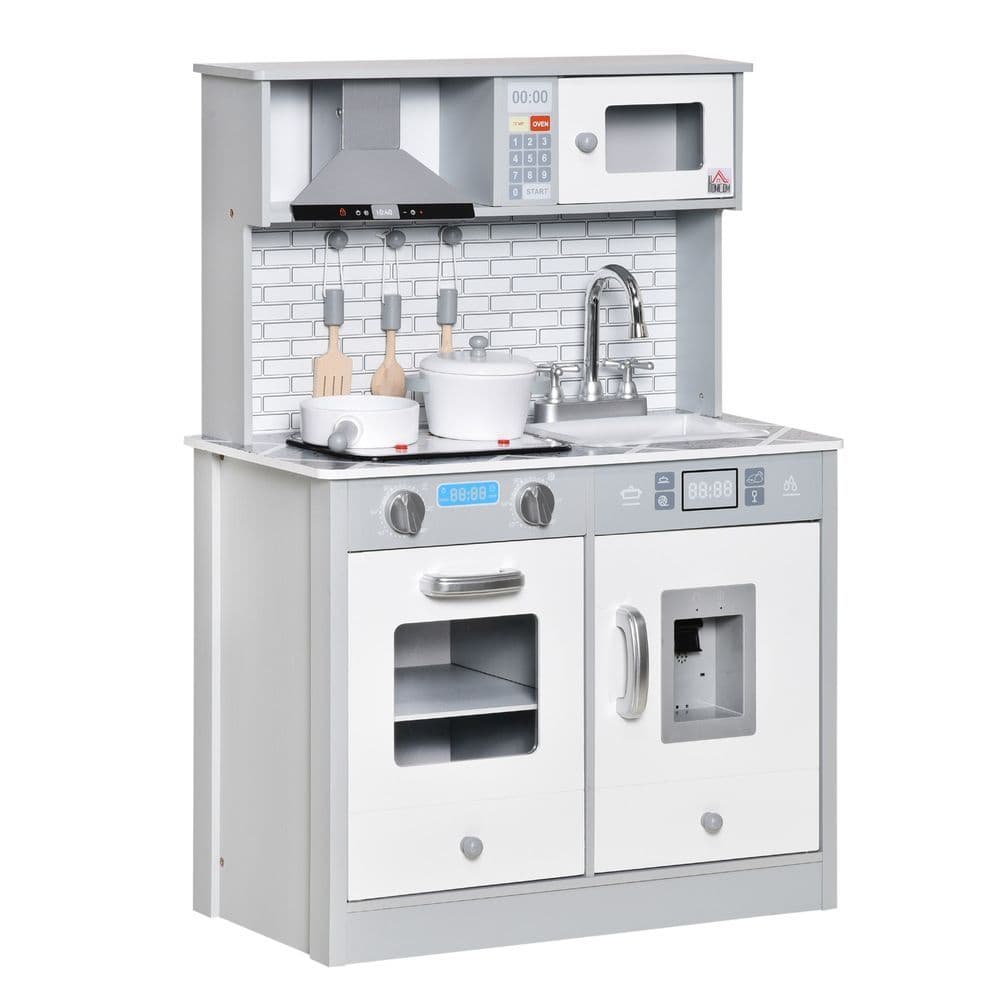image-Kids Wooden Toy Kitchen Pretend Play Cooking Playset for 3-6 Years Old