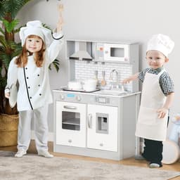 image-Kids Wooden Toy Kitchen Pretend Play Cooking Playset for 3-6 Years Old
