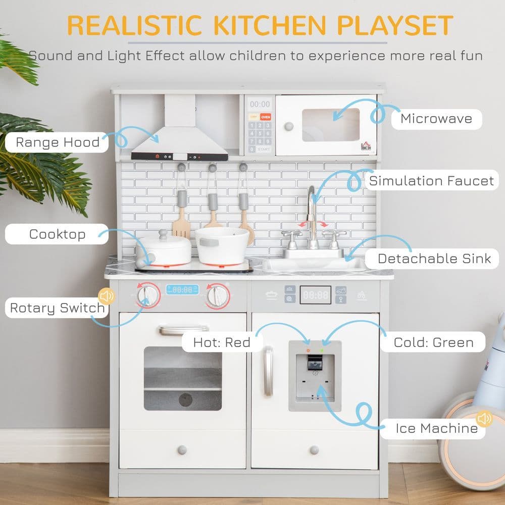 image-Kids Wooden Toy Kitchen Pretend Play Cooking Playset for 3-6 Years Old