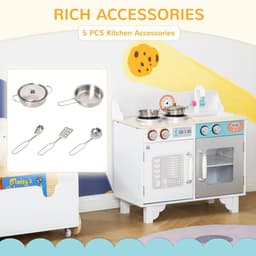 image-Kids Wooden Toy Kitchen Pretend Playset with Sink Faucet Pot
