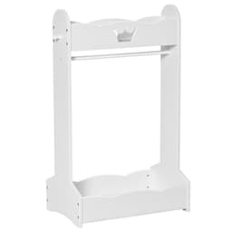 image-Kids Wood Clothes Rack with Storage Shelves Hall Tree for 3-8 Years HOMCOM