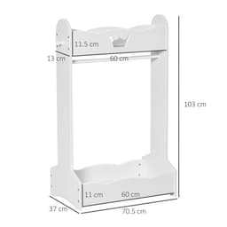 image-Kids Wood Clothes Rack with Storage Shelves Hall Tree for 3-8 Years HOMCOM