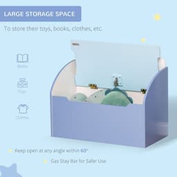 image-Kids Wooden Toy Box Children Storage Chest Bench Organiser Bedroom Blue HOMCOM