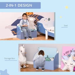 image-Kids Wooden Toy Box Children Storage Chest Bench Organiser Bedroom Blue HOMCOM