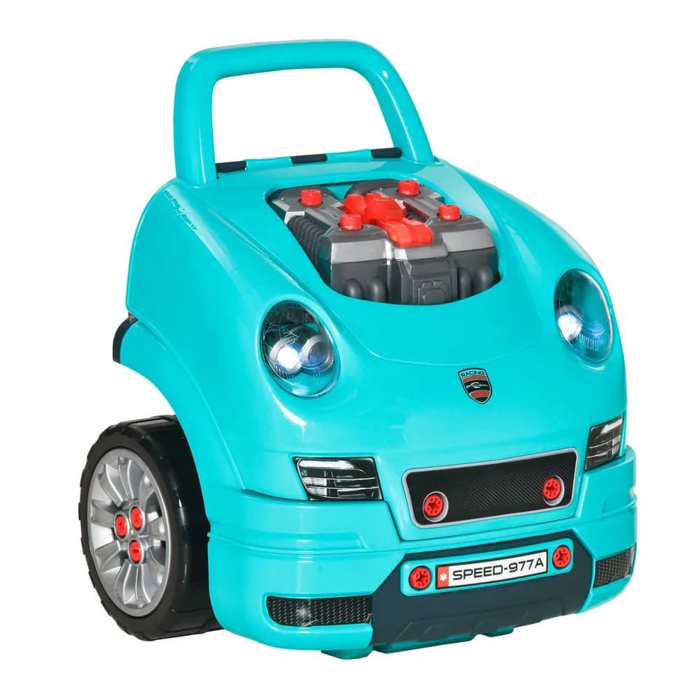 image-Kids Truck Engine Toy Set Horn Light Car Key Age 3-5 Years, Teal Green