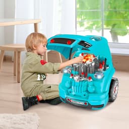 image-Kids Truck Engine Toy Set Horn Light Car Key Age 3-5 Years, Teal Green