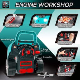 image-Kids Truck Engine Toy Set Horn Light Car Key Age 3-5 Years, Teal Green