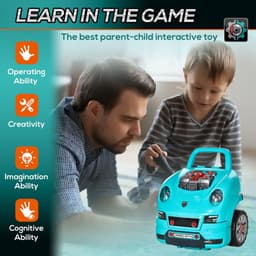 image-Kids Truck Engine Toy Set Horn Light Car Key Age 3-5 Years, Teal Green