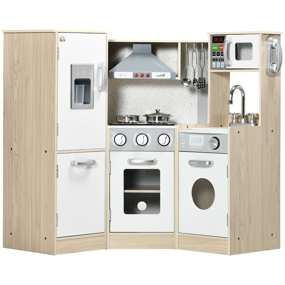 image-Corner Kids Kitchen w/ Sound Light, Phone, Microwave, Oven, Range Hood